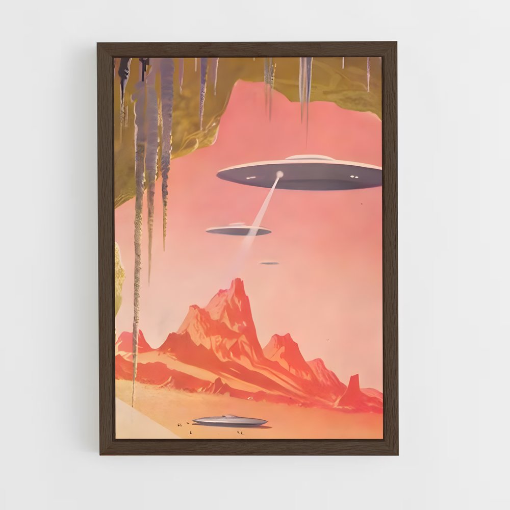 Poster Soucoupes Volantes au Sommet – affiche Espace rétro (vue 5)